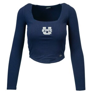 Women's Hype and Vice U-State Square Neck Navy Shirt